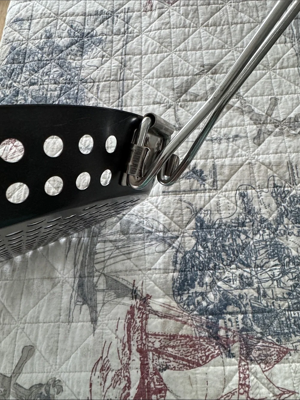 Black Perforated 12” Non-Stick Grill Pan with collapsible Handle